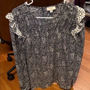 LOFT large Black and White Paisley Women's Top